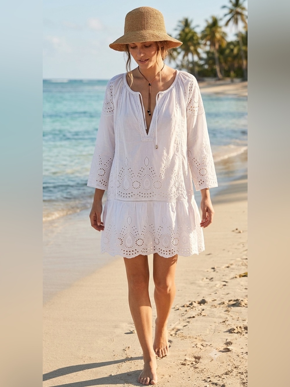 Melissa Odabash Turquoise Trim White Coverup